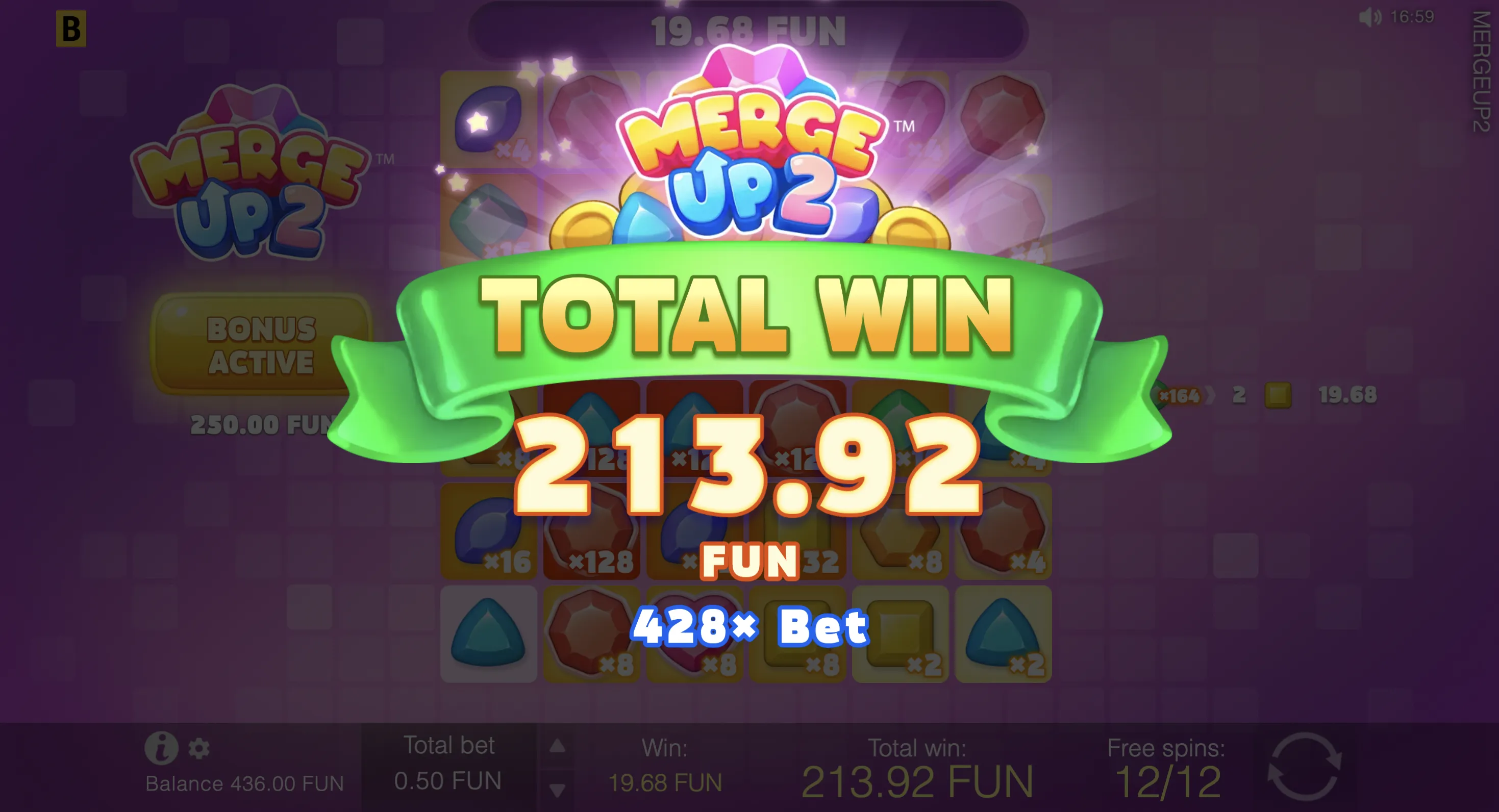 Merge Up™ 2 Gameplay Cluster win